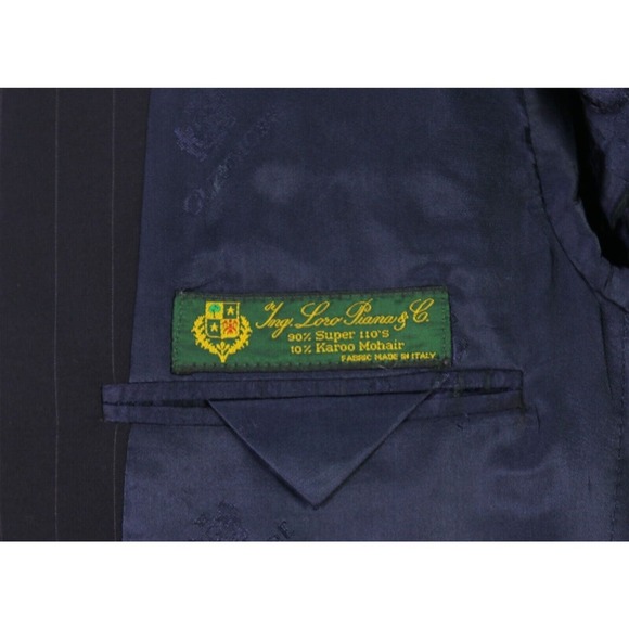 Glenmore Argentina Navy Blue Pinstripe Wool-Mohair Loro Piana Suit 40R - Picture 10 of 11